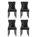 4 x Black Leather Dining Chairs – Classic Style Set