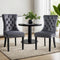 2 x Dining Chairs – Grey Velvet Upholstery
