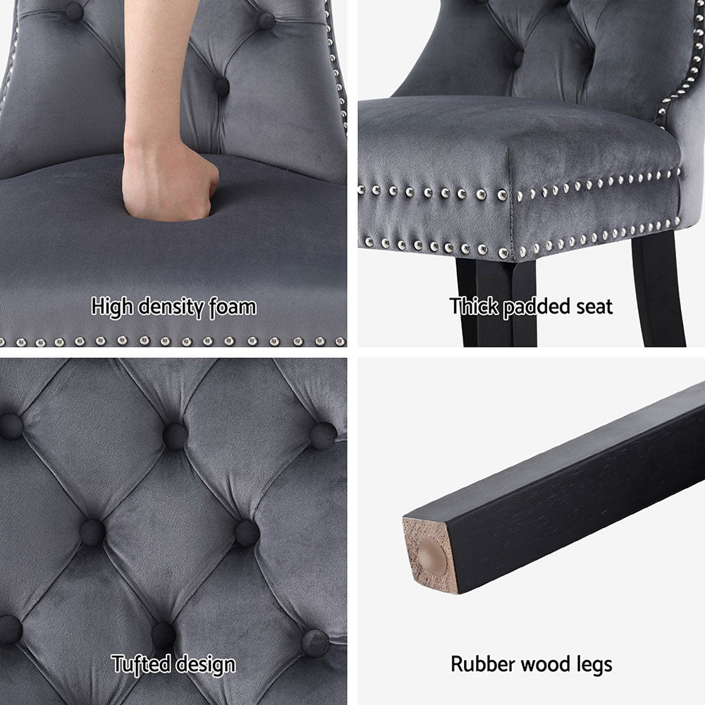 Ashton Button Tufted Dining Chairs – Grey / Charcoal – Set of 4
