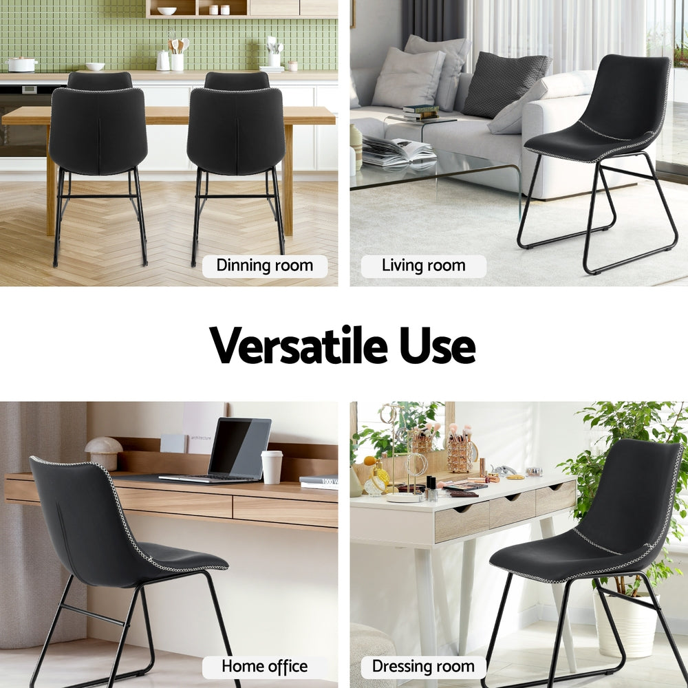 Linden Retro Dining Chairs – Black – Set of 4