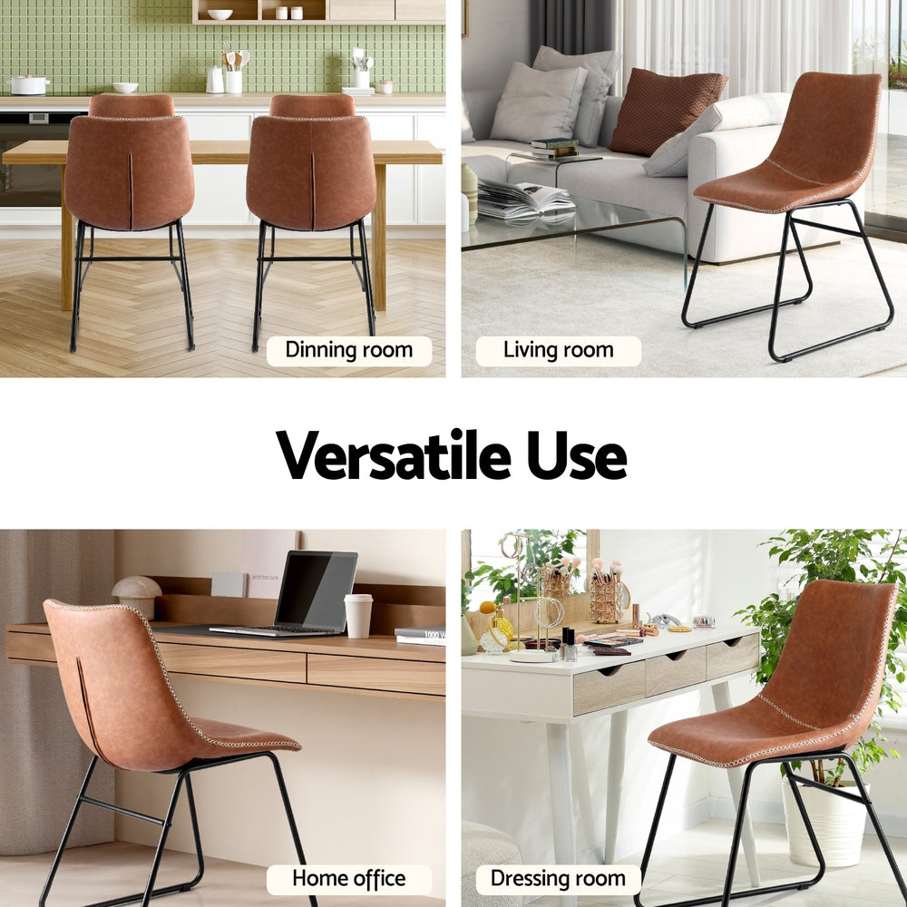 Arlo Retro Dining Chairs – Brown – Set of 4