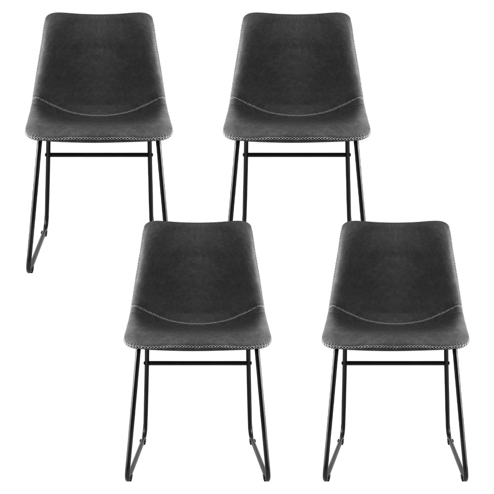 Linden Retro Dining Chairs – Grey – Set of 4