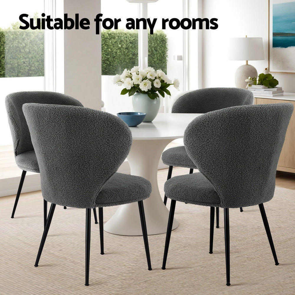 Atlas Sherpa Wing Back Dining Chairs – Grey – Set of 4