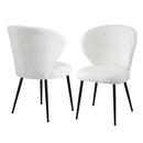 Cove 2x Dining Chairs Sherpa Boucle Wing Back White