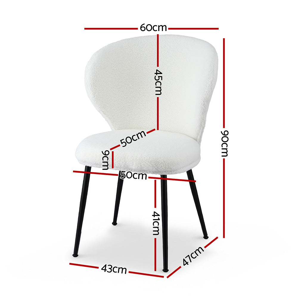Nova Sherpa Wing Back Dining Chairs – White – Set of 4
