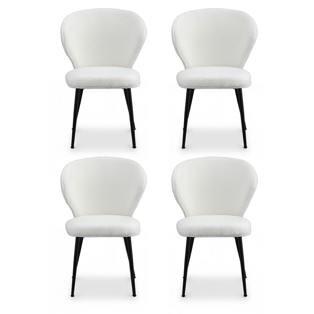 Nova Sherpa Wing Back Dining Chairs – White – Set of 4