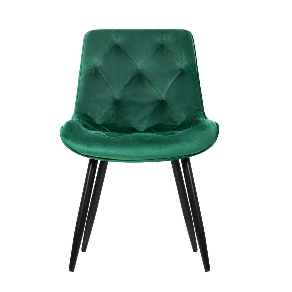 Starlyn Velvet Diamond Tufted Dining Chairs – Green – Set of 2