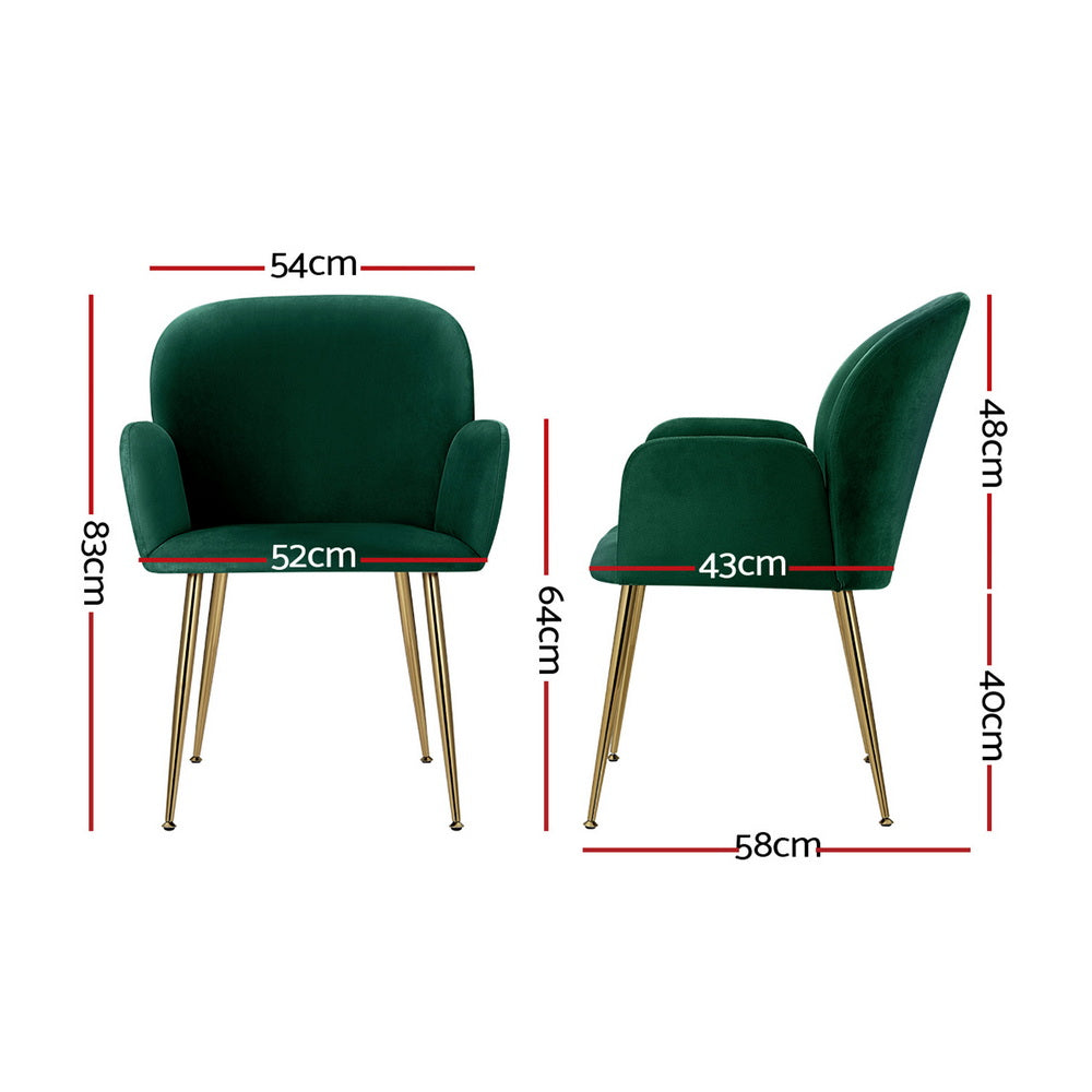 Arden Velvet Dining Armchairs – Green – Set of 4