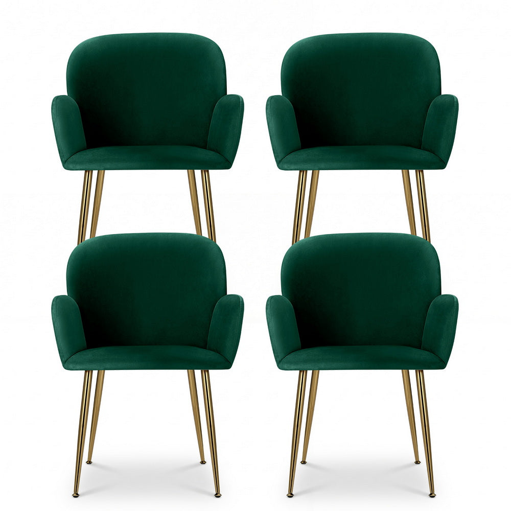 Arden Velvet Dining Armchairs – Green – Set of 4