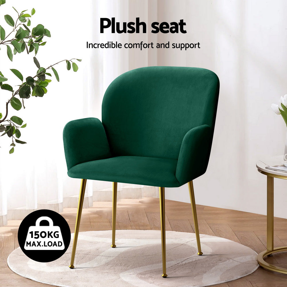 Arden Velvet Dining Armchairs – Green – Set of 4