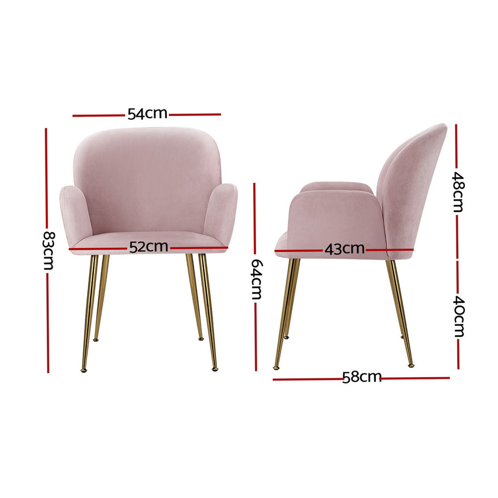 Arden Velvet Dining Armchairs – Pink – Set of 4