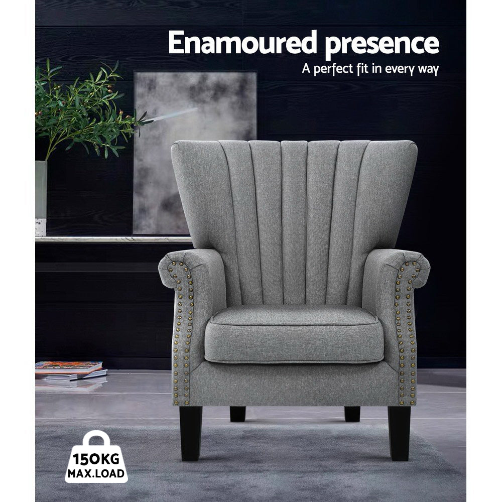 Tempo Wingback Armchair – Grey – 76 cm
