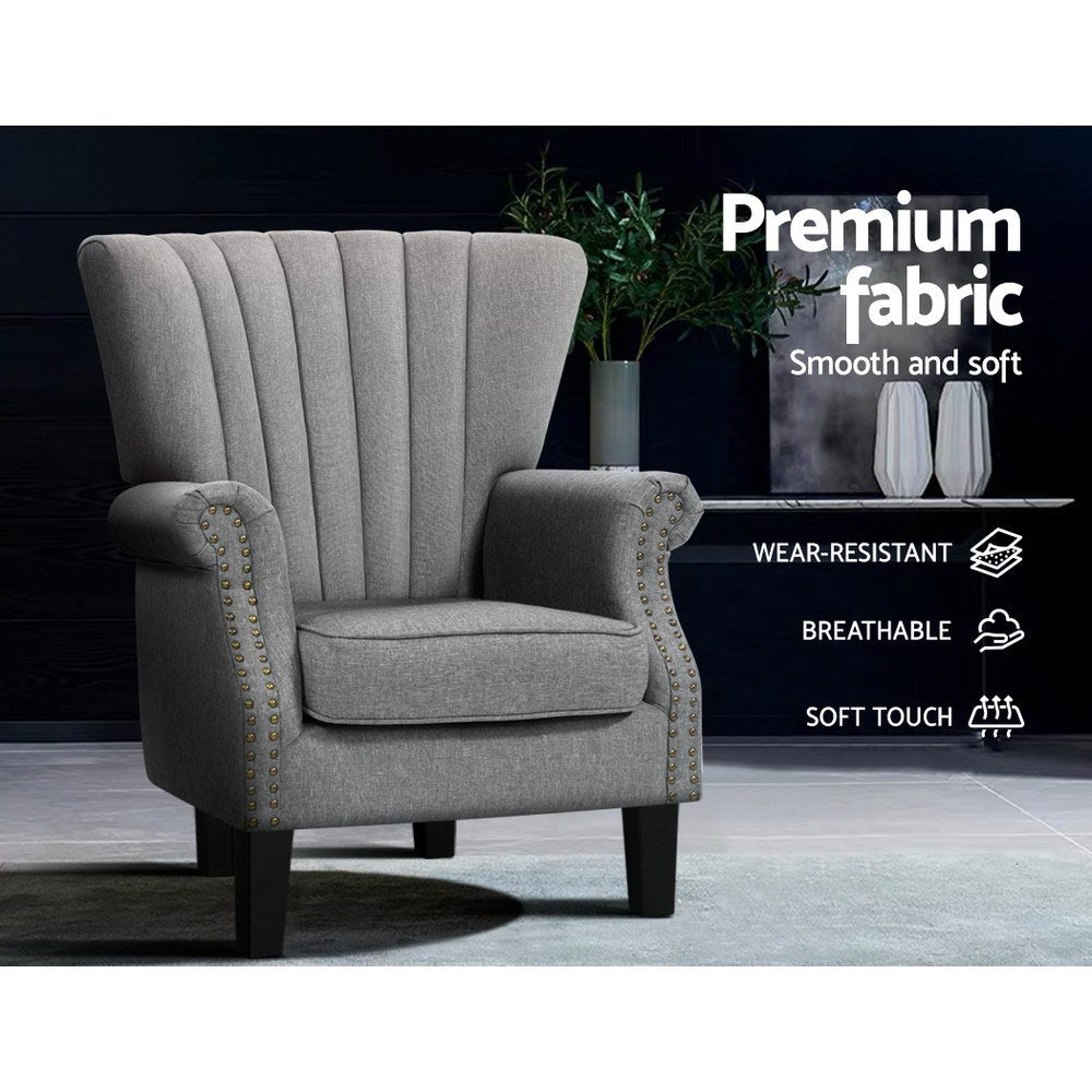 Tempo Wingback Armchair – Grey – 76 cm