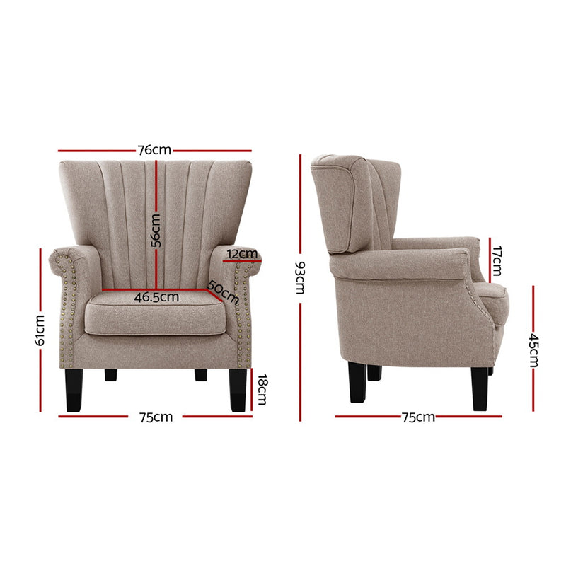 Armchair Wingback - Beige