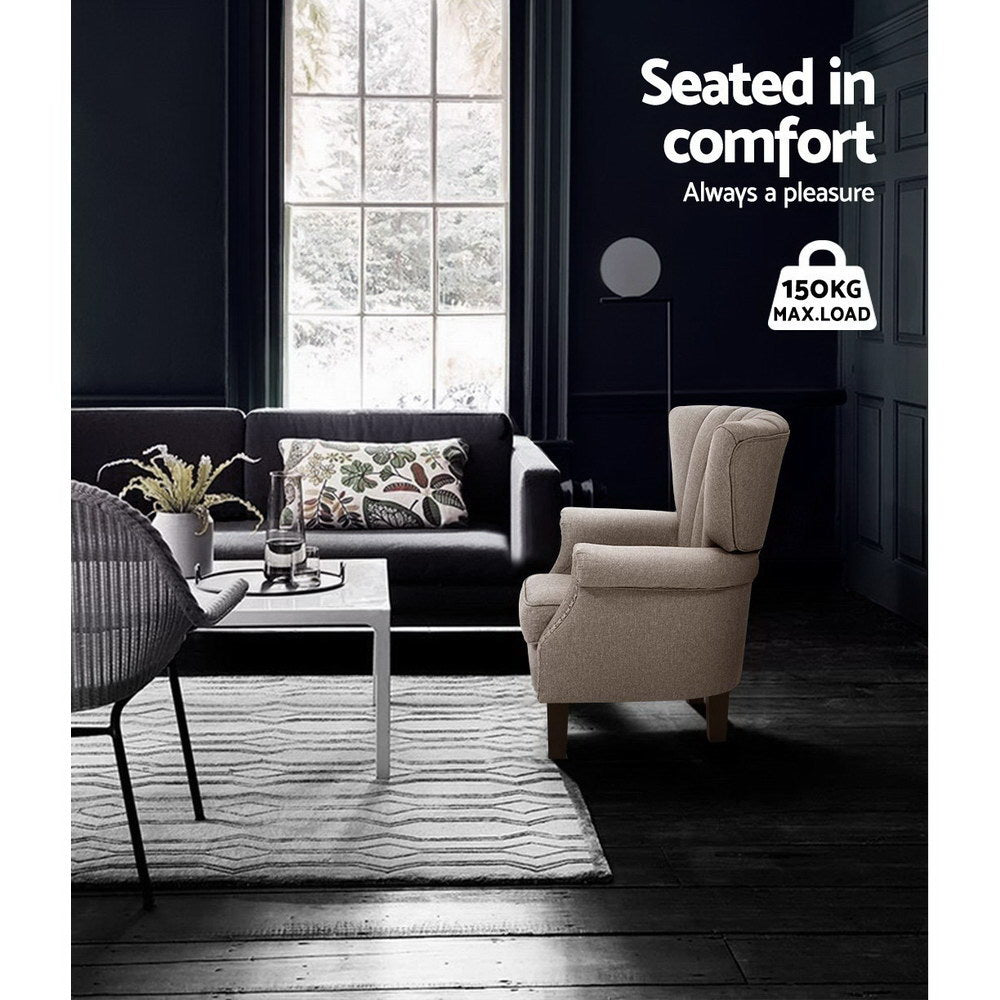 Hadley Wingback Armchair – Beige – Standard