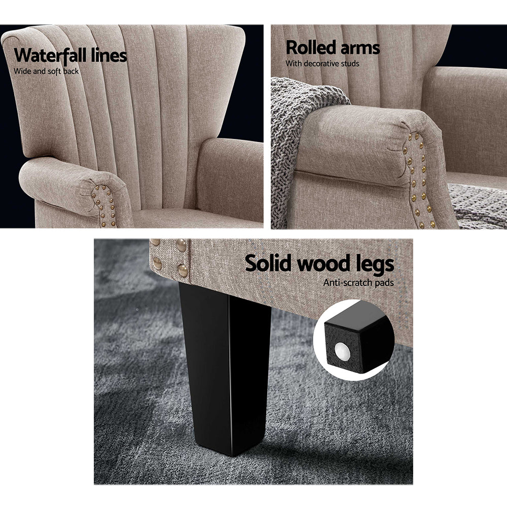 Hadley Wingback Armchair – Beige – Standard