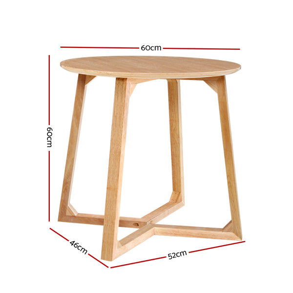 Round Wooden Coffee Side Table - Beige