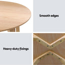 Round Wooden Coffee Side Table - Beige