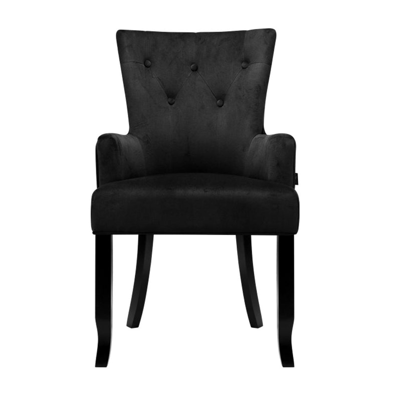 Velvet French Dining Chair - Black