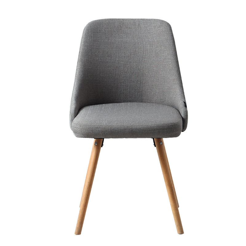 Set of 2 - Fabric Retro Dining Chairs - Grey