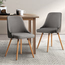 Set of 2 - Fabric Retro Dining Chairs - Grey