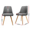 4 x Dining Chairs – Upholstered Grey Fabric, Wooden Legs