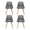 4 x Dining Chairs – Upholstered Grey Fabric, Wooden Legs