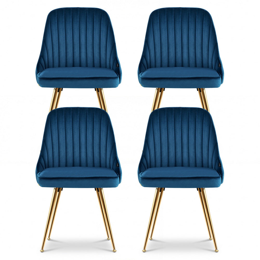 Alvara Velvet Dining Chairs – Blue – Set of 4