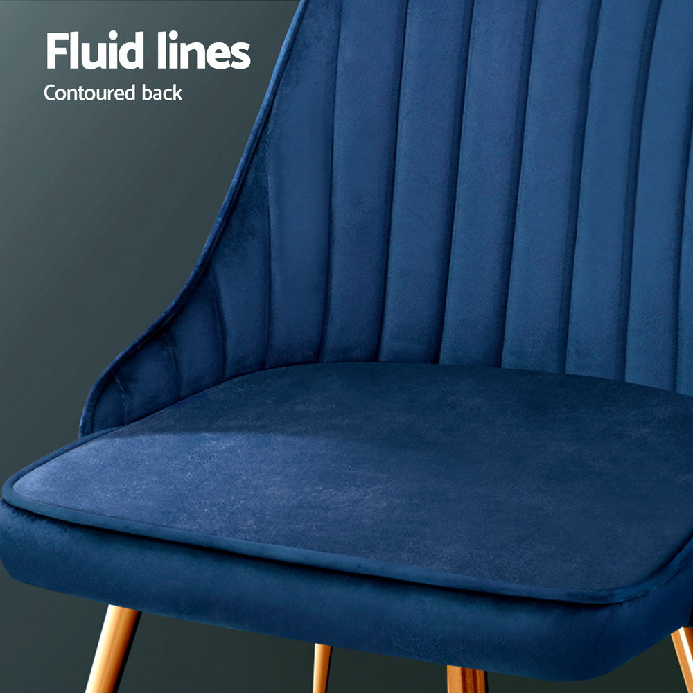 Alvara Velvet Dining Chairs – Blue – Set of 4