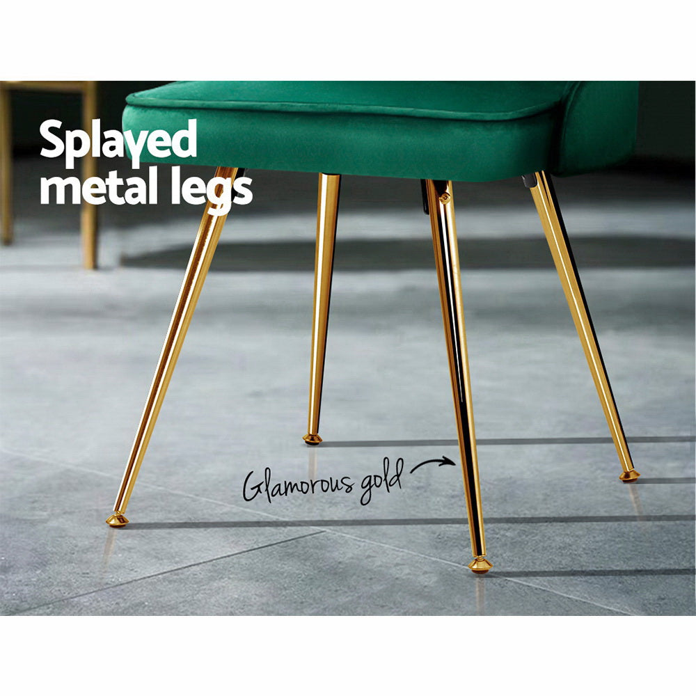 Senna Velvet Channel Tufted Dining Chairs – Green – Set of 2