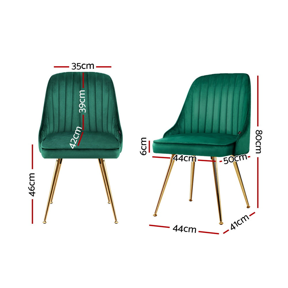 Alvara Velvet Dining Chairs – Green – Set of 4