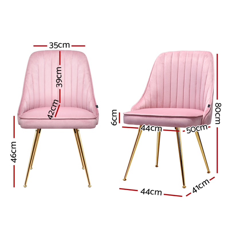 Set of 2 Velvet Dining Chairs - Pink