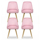 Dining Chairs Set of 4 Velvet Channel Tufted Pink