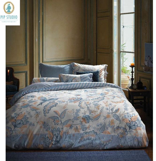 Royal Birds Cotton Blue Quilt Cover Set