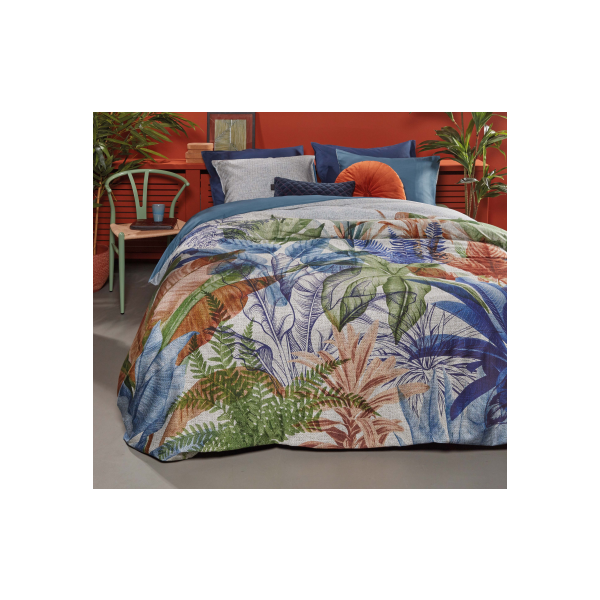 Isla Cotton Sateen Blue Quilt Cover Sets – Queen