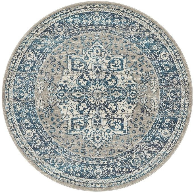 Solace Blue Modern Rug (Round) Rugs
