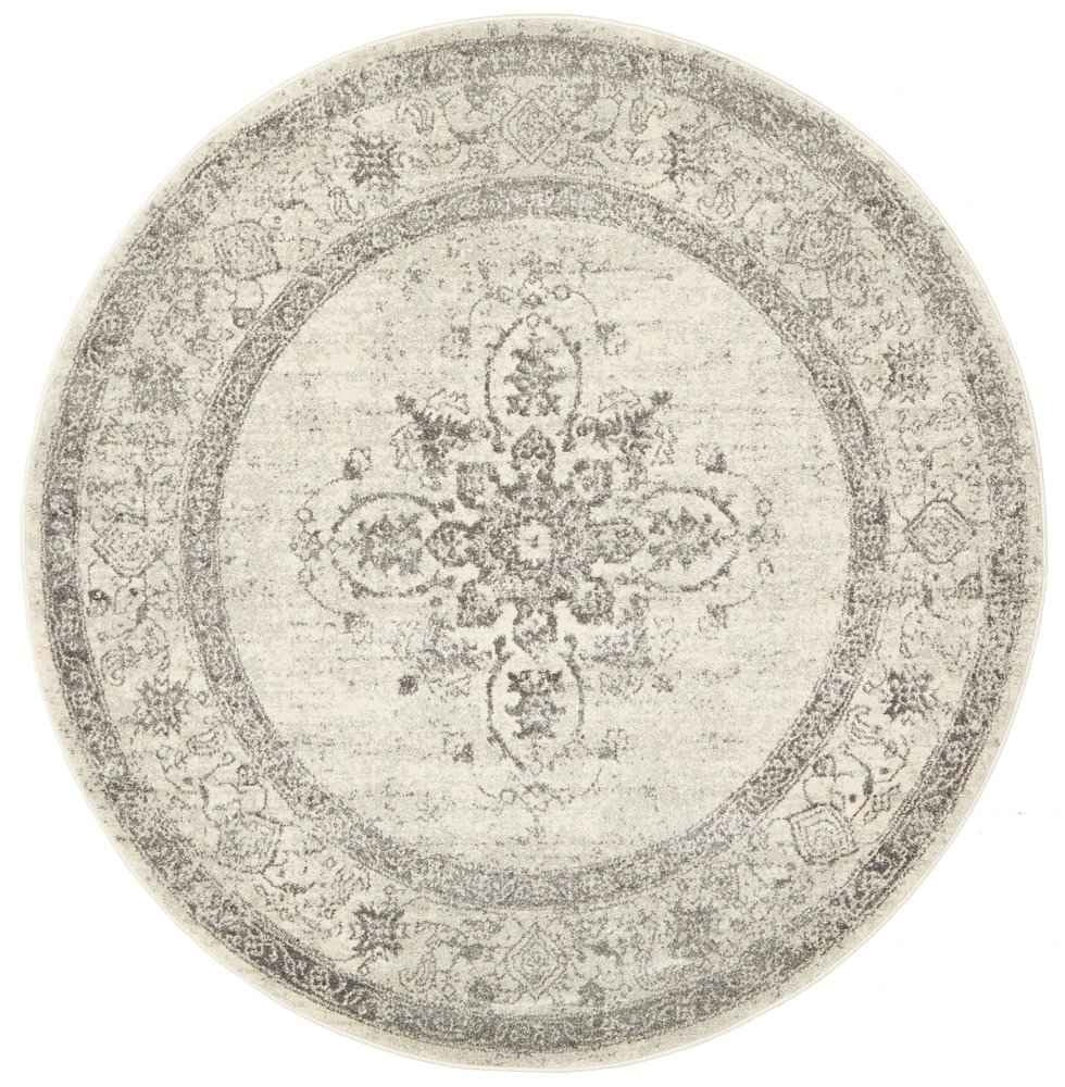 Indigo Silver Modern Rug (Round) Rugs
