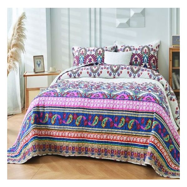 Arlo St Clair 100% Cotton Quilted 2 pcs Bedspread Coverlet Set – King Single