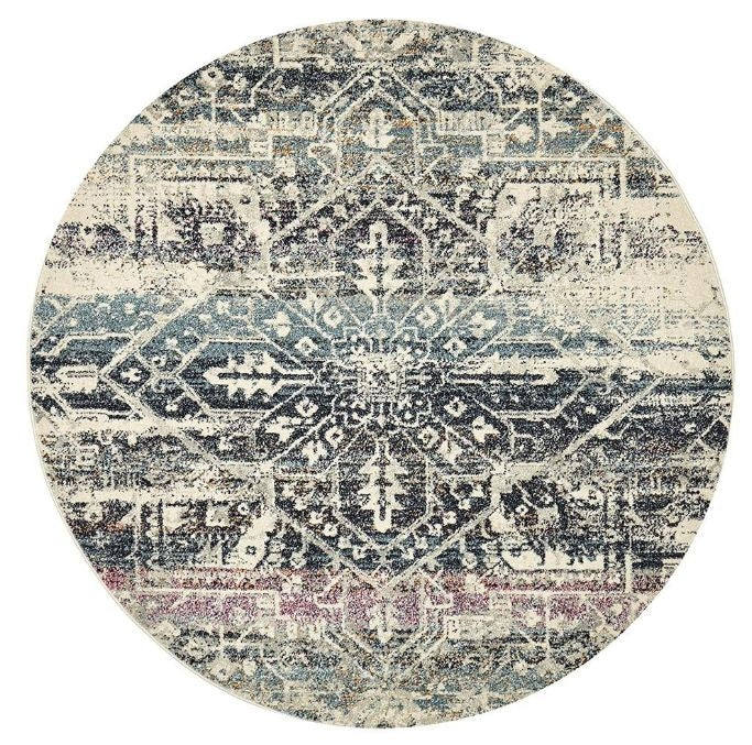 Luna Blue Modern Rug (Round) Rugs