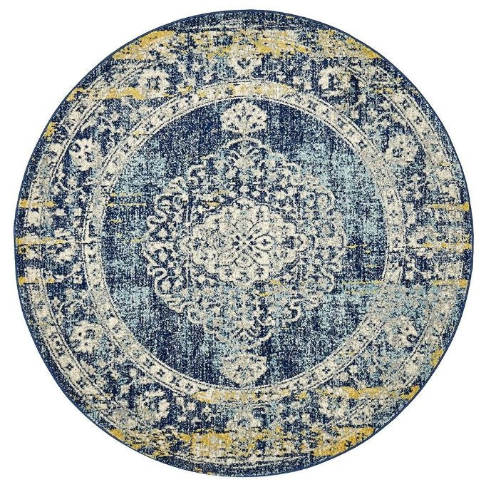 Cove Navy Modern Rug (Round) Rugs