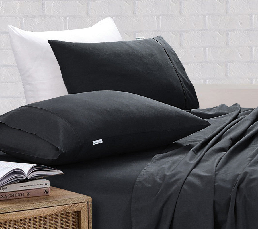 Cove Egyptian Cotton Vintage Washed Sheet Set – Charcoal – Single