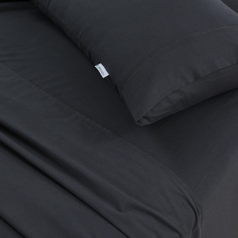Cove Egyptian Cotton Vintage Washed Sheet Set – Charcoal – Single
