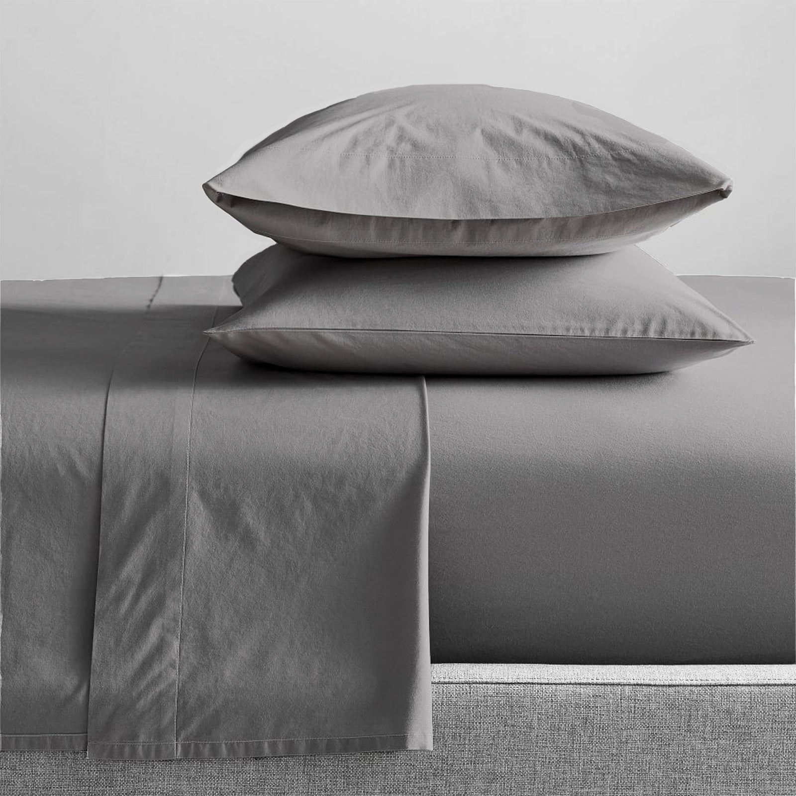 Atlas 300 Thread Count 100 % Organic Cotton Steel Grey Sheet Sets – Queen