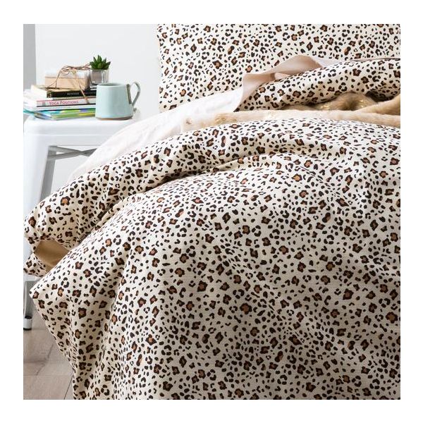 Cove 175 GSM Egyptian cotton Flannelette Snow Leopard Quilt Cover Set – Queen