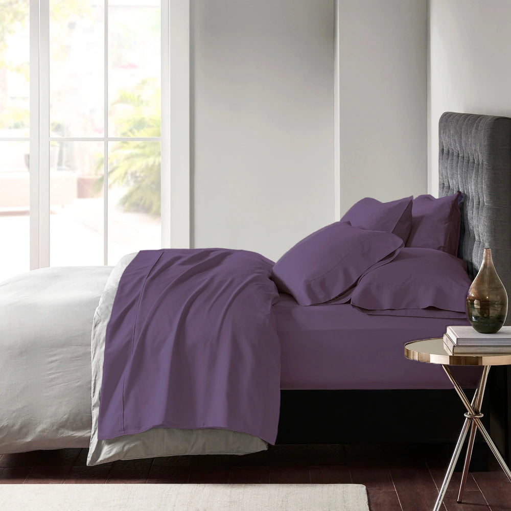 Haven 600 TC Egyptian Cotton Sateen Plum Sheet Set Deep – Queen