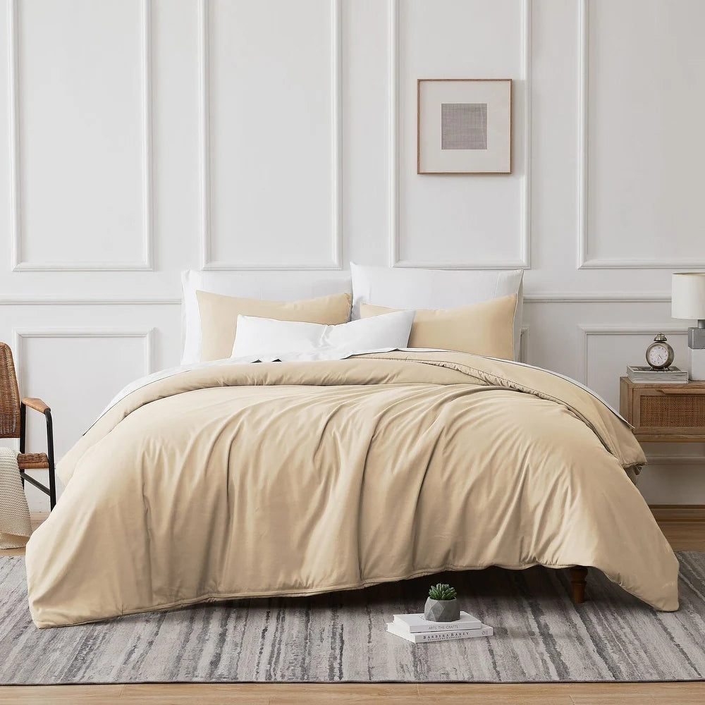 Arlo 700 TC Tencel Lyocell Fibre & Cotton Bone Quilt Cover Set – King