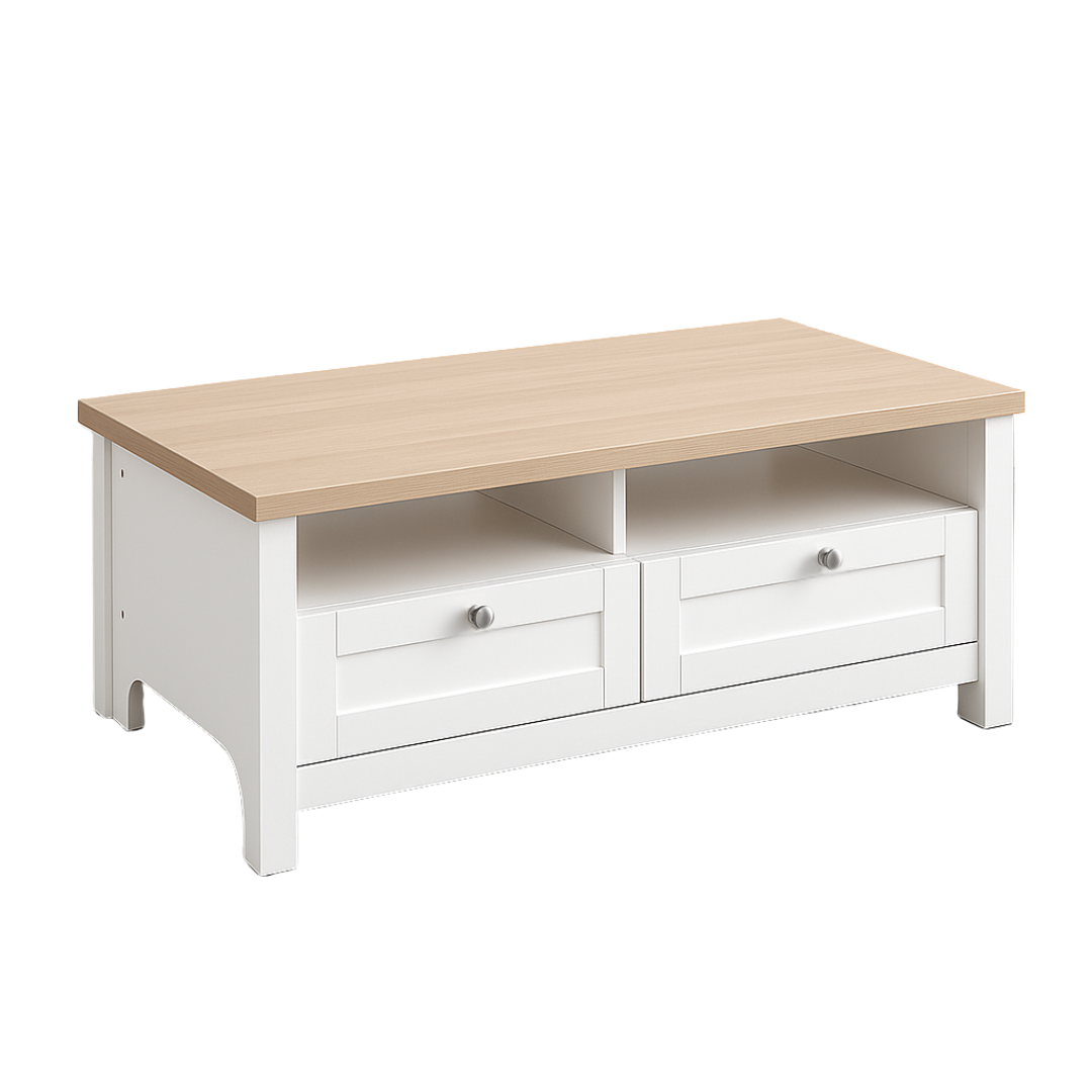 Mariner Coastal Coffee Table – White & Oak