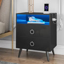 Amelia Modern LED Bedside table with USB and power socket Black