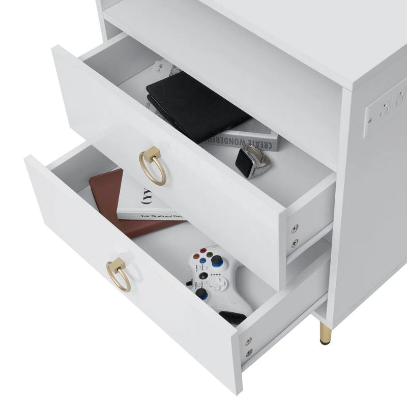 Amelia LED Bedside Tables – White – Set of 2