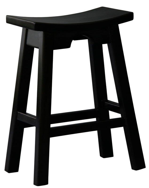 Ryo Solid Mahogany Counter Stool – Black – 64 cm